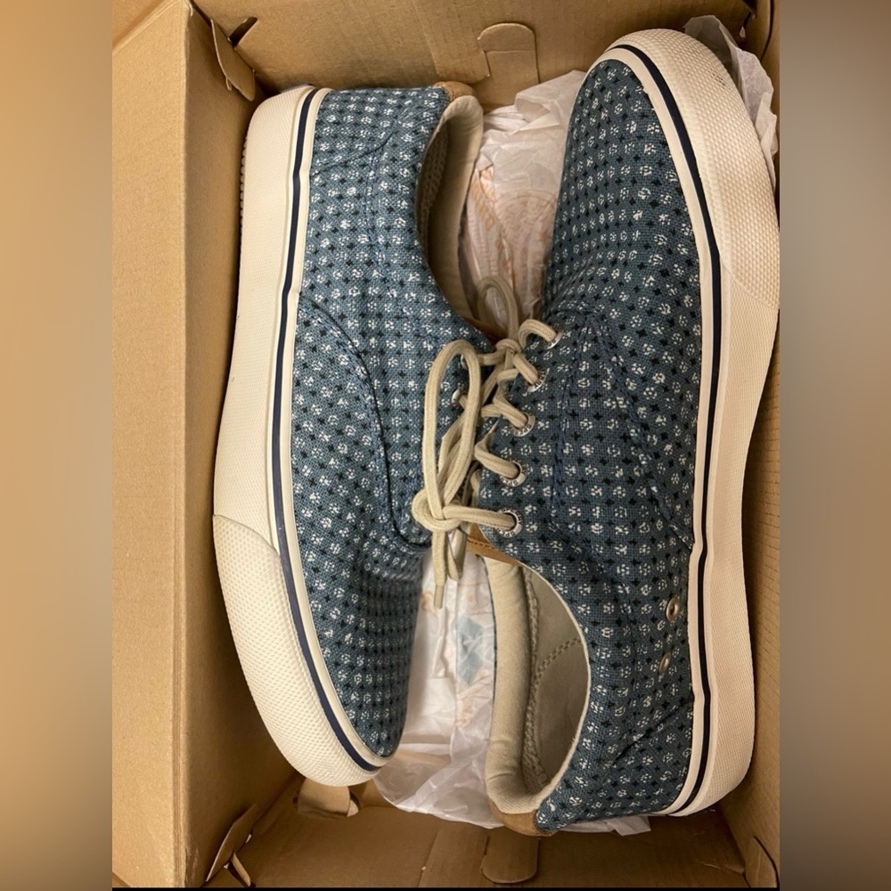 Sperry Blue and White Patterned Sneakers